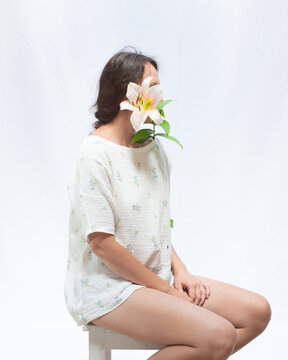 Woman with lily of her head 3