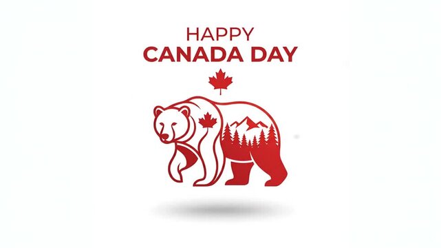 Celebrating Canada Day with vibrant red maple bear symbols and colorful designs in a festive collage