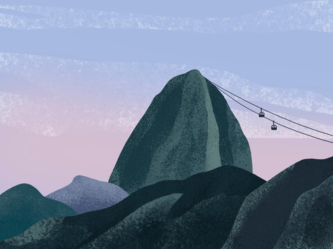 Sugarloaf mountain cable car at sunset