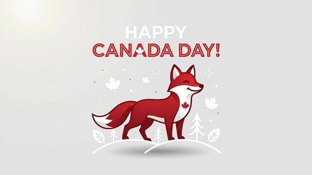 Celebration of Canadian Heritage with Festive Red Fox Motifs and Joyful Greetings for Canada Day Recognition
