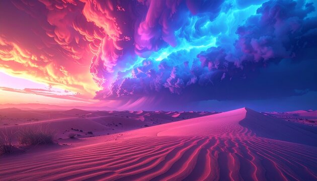 Sandstorm- -A massive futuristic outpost in a desert, engulfed in a violent  