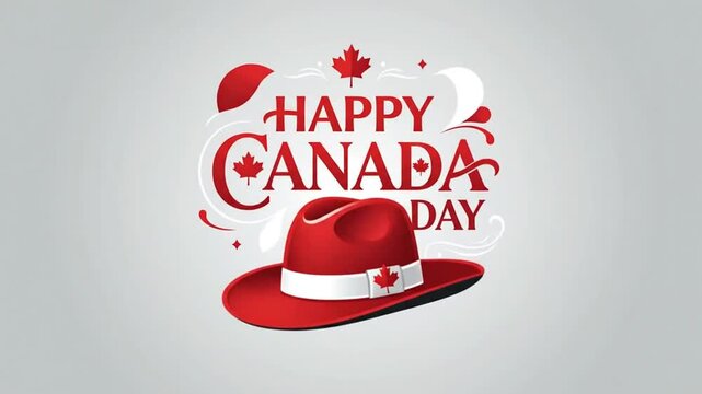 Dynamic sequence of Canada's celebration featuring iconic red hats and festive elements for national pride