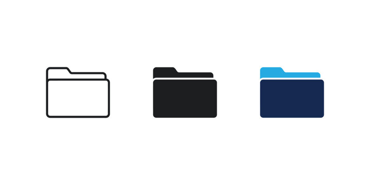 Folder icons set, File organization symbols, Document tab. vector illustration