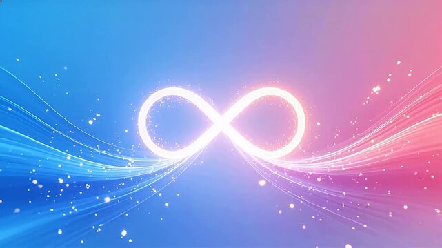 Abstract infinity symbol with glowing lines