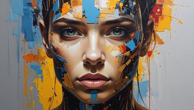 Cybernetic Oil Portrait- -A classical Renaissance portrait of a noble figure, 