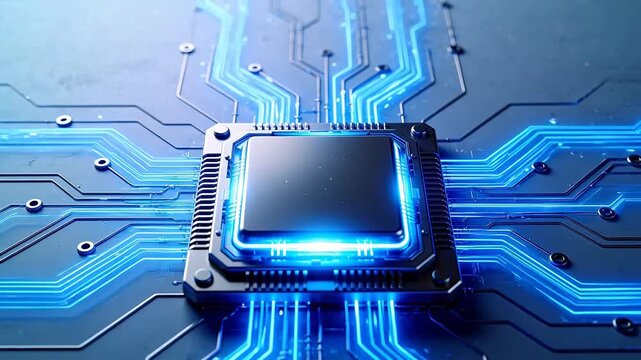 Microchip with glowing circuitry