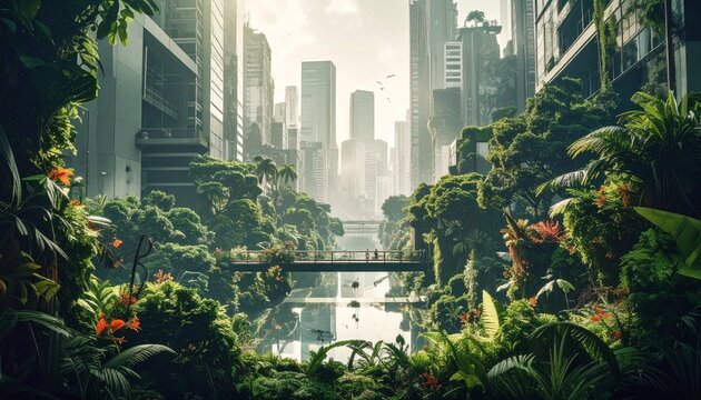 Double-Exposure Urban Jungle- -An artistic double-exposure photograph 