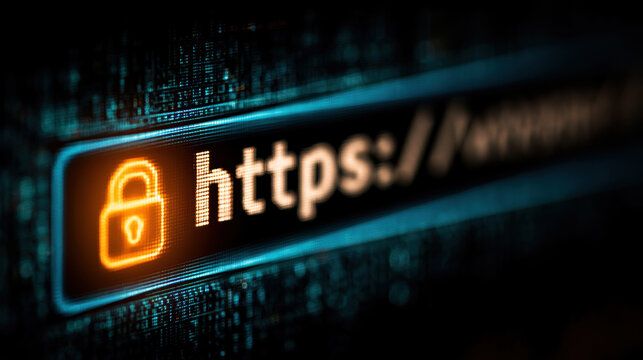 A close-up view of a web browser's address bar displaying a red padlock icon and 'https://', indicating a potential security warning or an insecure connection..