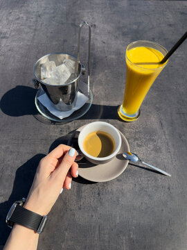 Espresso and fresh orange juice