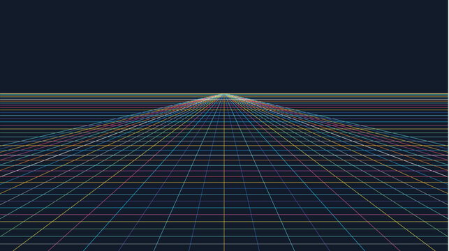 Futuristic Digital Grid Perspective View