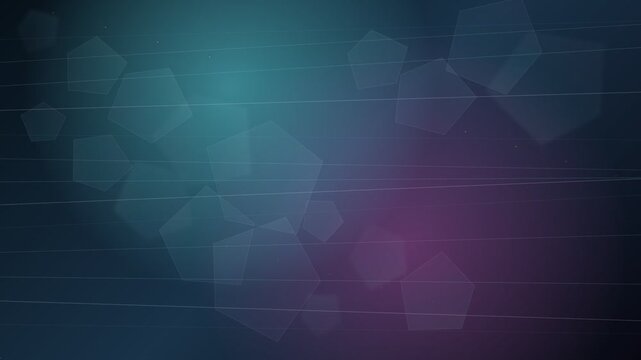 Abstract dark teal and purple tech background with pentagon bokeh