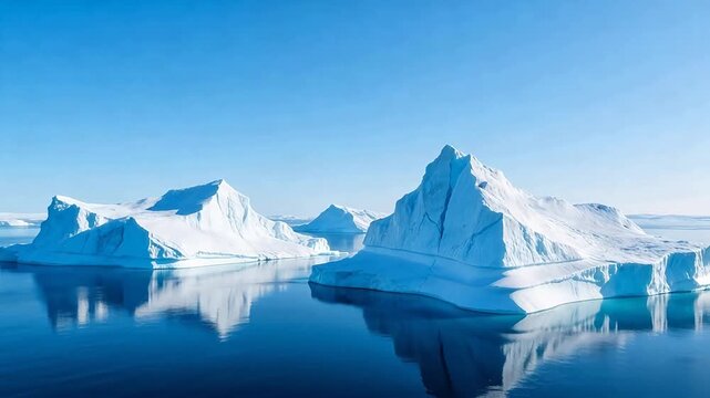 Icebergs floating in calm water