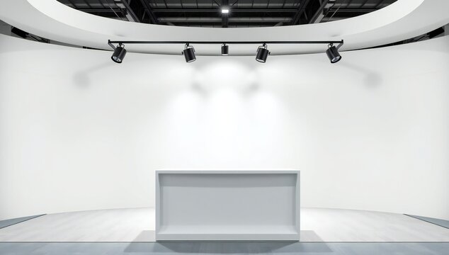 Modern exhibition space with spotlights