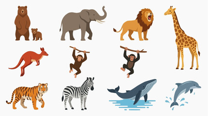 Obraz premium Collection of Diverse Animals Including Mammals Birds and Marine Life
