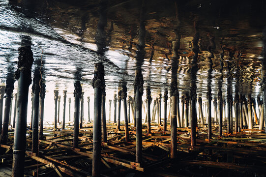 Flipped Perspective of Santa Monica Pier with Reflection Effect