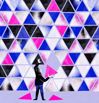 Closing the Gap: Human Figure Fixing a Geometric Wall