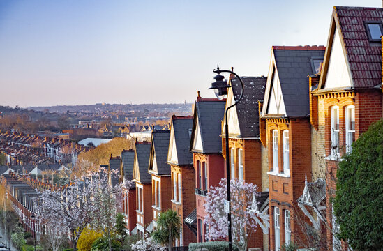 Golden Hour Over Victorian Terraced Houses in Crouch End, North London