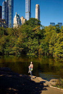 Woman Working Out in Central Park, NYC