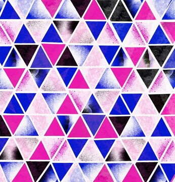 Geometric Triangle Pattern in Blue Pink Black White