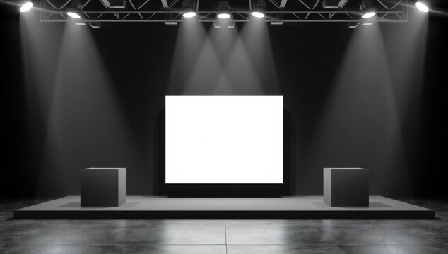 Empty stage with projector screen
