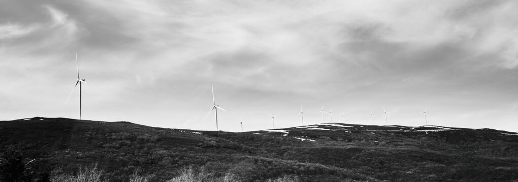 Wind farm generating clean energy on Oporto hills