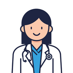Fototapeta premium Illustration of a friendly female doctor wearing a stethoscope.