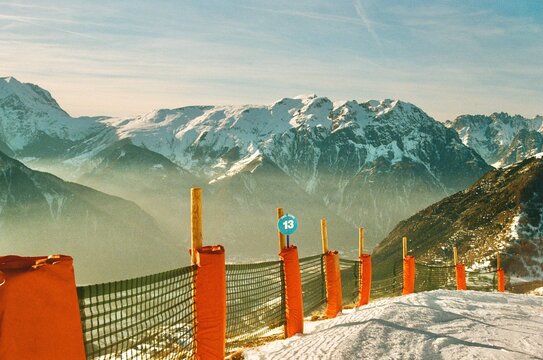 Fenced ski path