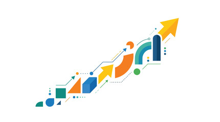 Fototapeta premium Arrows show consistent business growth.