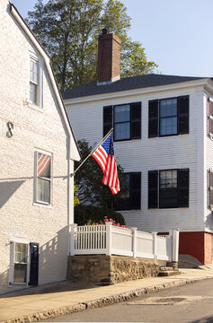 Historic Plymouth Massachusetts town American Flag  