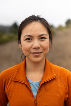Confident Asian fitness smile Portrait Looking at camera