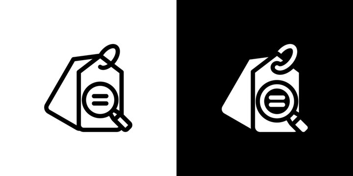 Red Tag Review Sorting icon concept with flat Black White Background. Vector illustration.