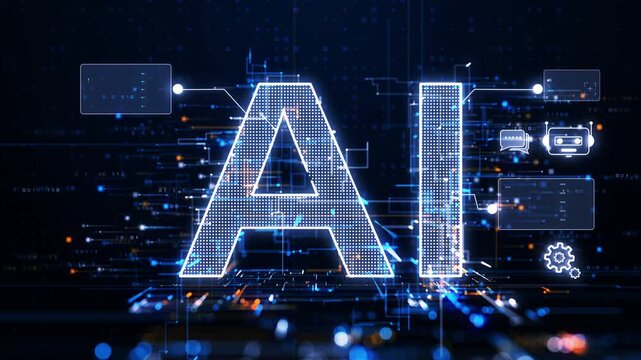 Artificial Intelligence Technology Concept with Big Data Analytics, Machine Learning, Cloud Computing, Cybersecurity, Automation and Digital Network Interface Background