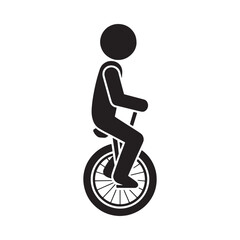 unicycle rider silhouette on white background black © MstLaila