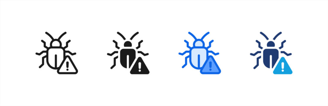 Error Detection Bug Warning Icon multiple style collection. Vector illustration.