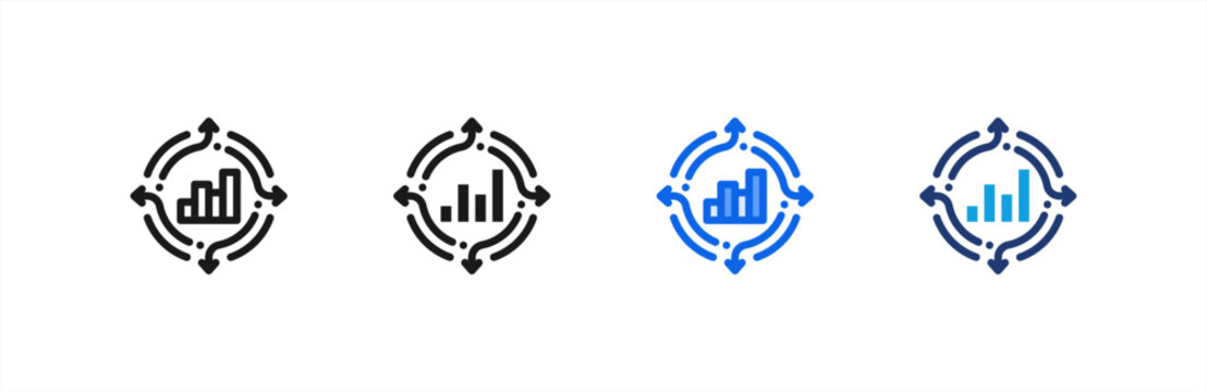 Impact Assessment Cycle Graph Icon multiple style collection. Vector illustration.