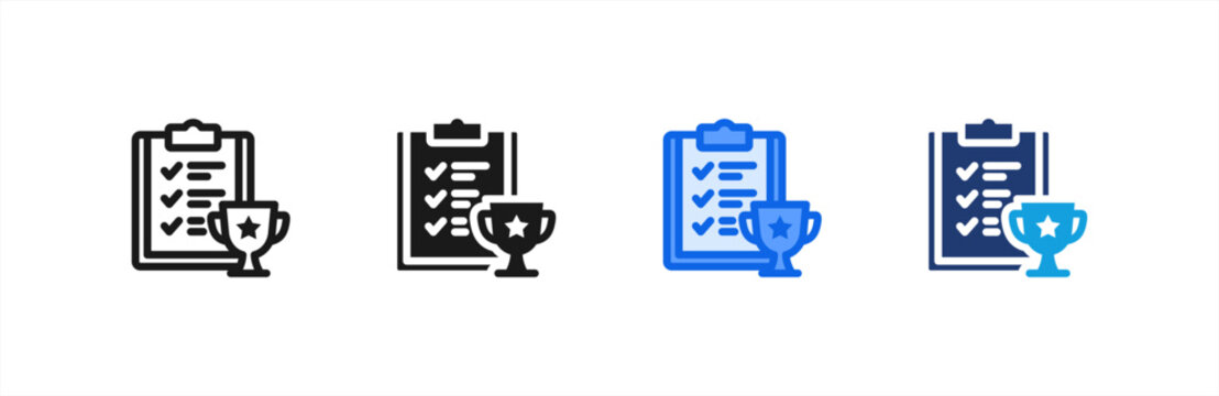 Final Assessment Trophy Clipboard Icon multiple style collection. Vector illustration.