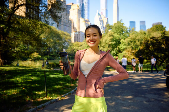 Woman Enjoys Outdoor Fitness in Central Park