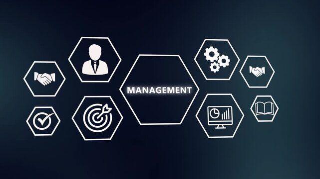Advanced Project Life-Cycle Management and Milestone Tracking. Tech Hexagonal Dashboard Animating Task Execution, Operational Coordination, and Goal Fulfillment.