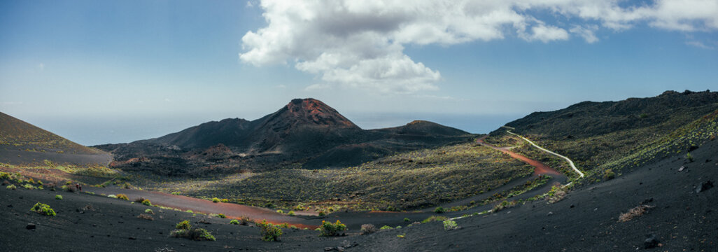 Panoramic landscape of Teneguia Volcano in La Palma, Canary Islands