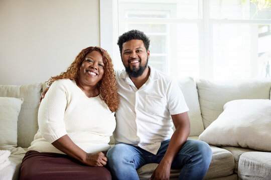 Mother and son at home.