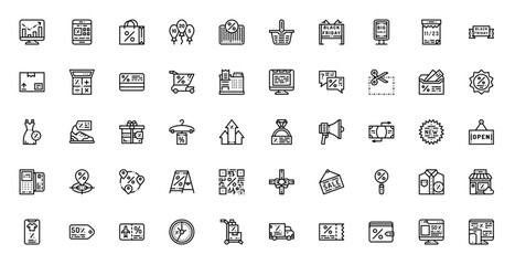 Fototapeta premium Black Friday Sale Shopping Discount Deal Icon Set