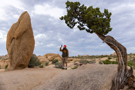 Desert Landscape  balance Stone man hike