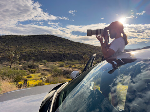 Landscape Portrait  Photographer take photo  car road trip