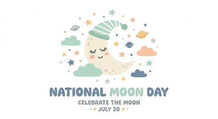 Fototapeta premium National Moon Day Celebrate the Moon July 20th with Celestial Illustration