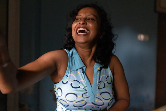 Expressive facial expression of a middle aged Indian woman