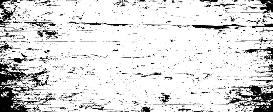 Distressed Grunge Wood Texture Overlay Vector Background Black and White Weathered Scratch Effect Graphic Resource
