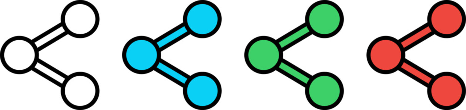 Four molecules with different colored balls and bonds chemistry science