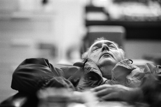 Sleeping Man in Transit
