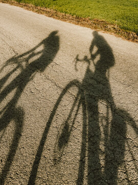 cyclist's shadows