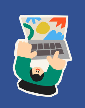 upside down person using laptop